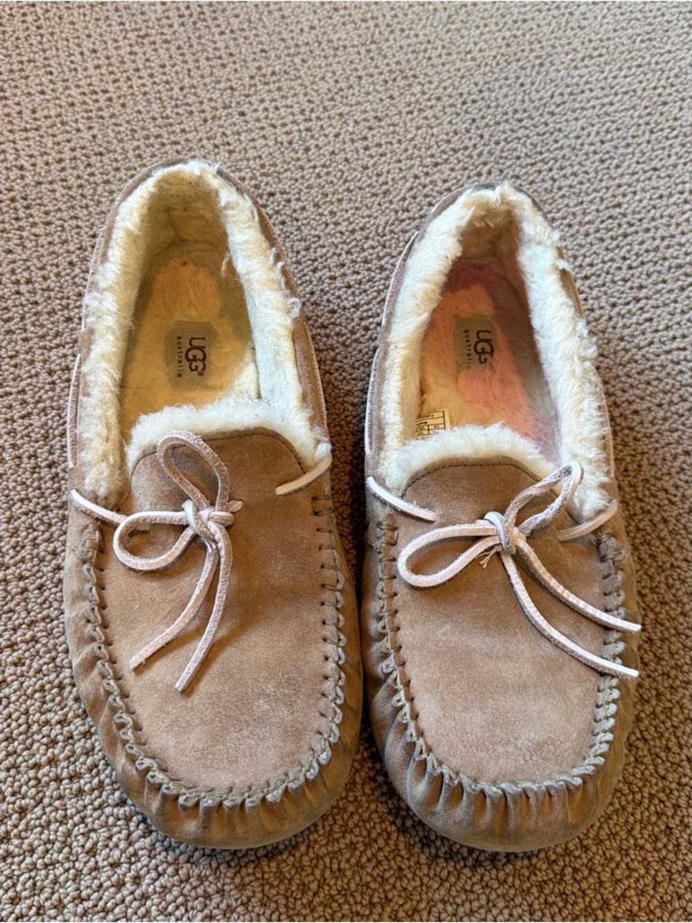 UGG Chestnut Shearling-Lined Moccasin Slippers